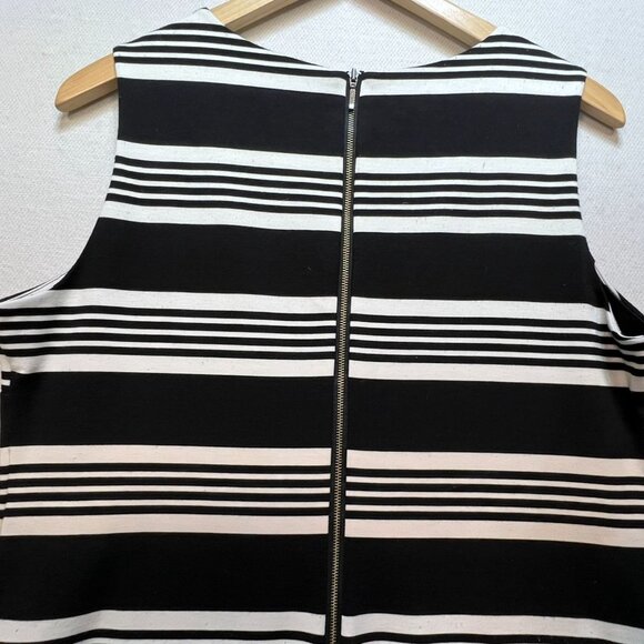 Christopher & Banks  Womens Sleeveless Sheath Dess Size 14  Black White Striped - Picture 10 of 12